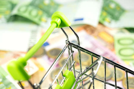 Shopping cart and cashの写真素材