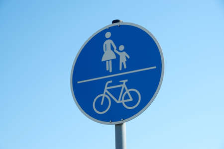 Road sign for cyclists and pedestriansの写真素材
