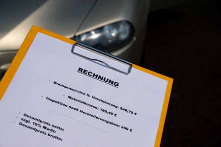 Invoice from a car repair shopの写真素材