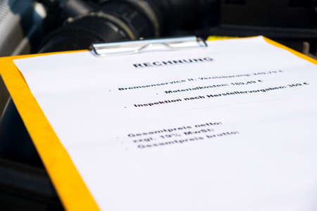 Invoice from a garage and engineの写真素材