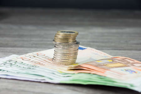 money or coins and banknotesの写真素材