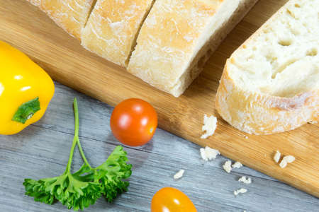 bread on the kitchen tableの写真素材