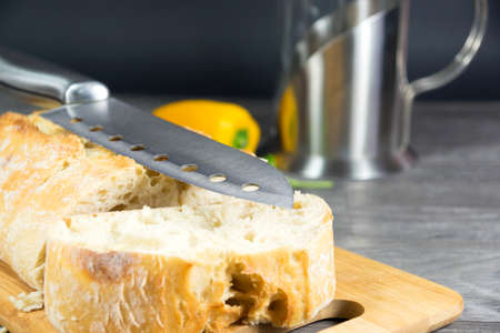 Kitchen knife on the bread