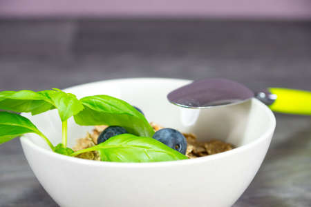 bowl of muesliの写真素材