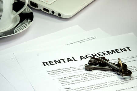 rental agreement and keysの写真素材