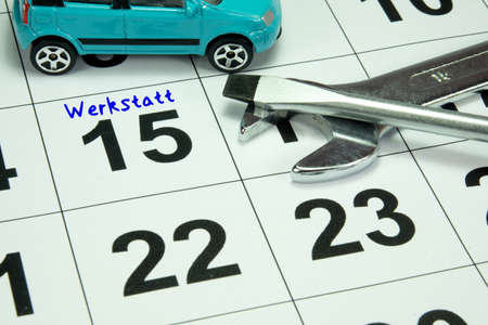 An appointment in a garageの写真素材