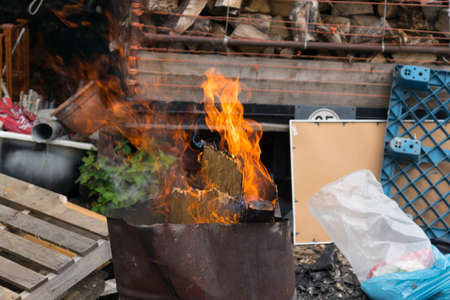 Illegal waste incinerationの写真素材