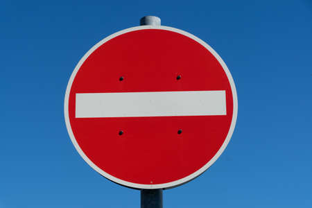 Traffic sign Prohibiting the entranceの写真素材