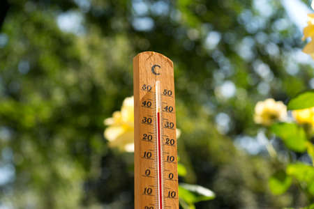 Summer and high temperature on the thermometer