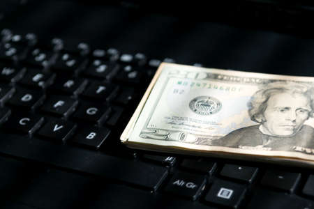 Dollar money and keyboardの写真素材