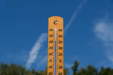 Summer and high temperature on the thermometer