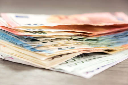 Euro money on the tableの写真素材