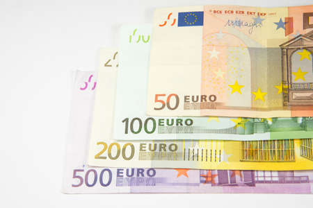 Euro money on a white backgroundの写真素材