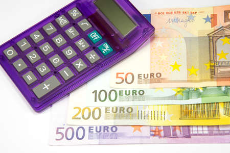 Euro money and calculatorの写真素材