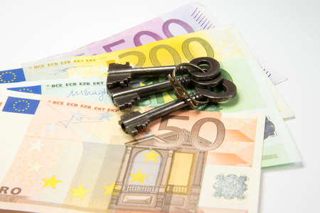 A key to an apartment and many euro bills