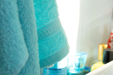 Clean towels in the bathroomの写真素材