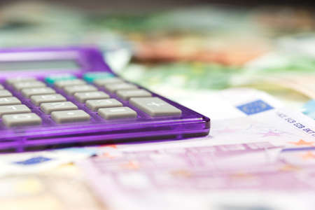 Euro money and calculatorの写真素材