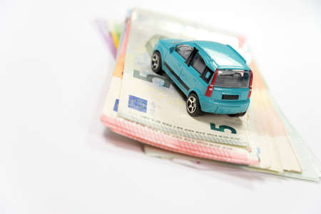 A car and many euro billsの写真素材
