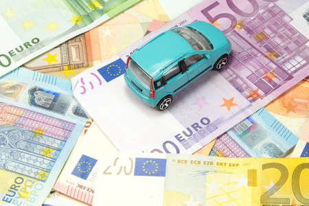 A car and many euro billsの写真素材