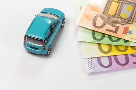 A car and many euro billsの写真素材