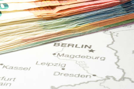 Euro money and the map of Germanyの写真素材