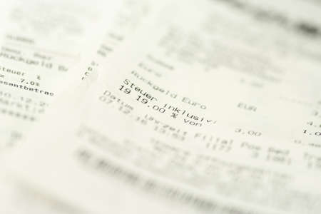 Close up of receiptsの写真素材