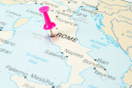 Pin and the Italian mapの写真素材