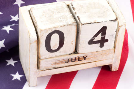 Independence day, American flag and a calendarの写真素材