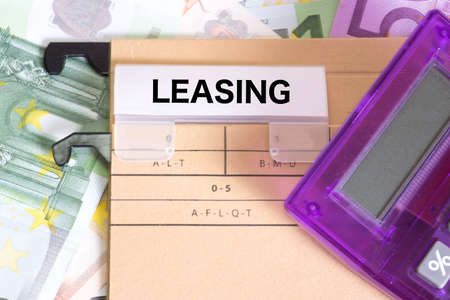 Leasing, money and pocket calculatorの写真素材