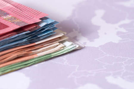 Euro money and the map of the European Unionの写真素材