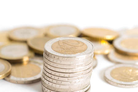 Euro coin on white backgroundの写真素材