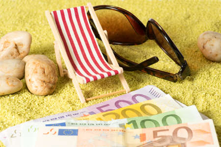 Vacation and money eurosの写真素材