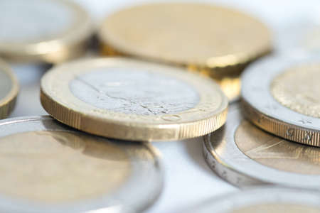 Euro coin on white backgroundの写真素材