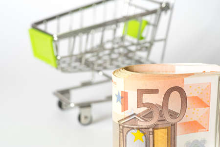 Euro money and shopping cart