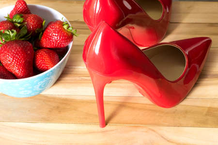 Red female pin and strawberryの写真素材