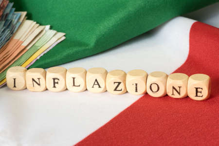 Euro money, Italian flag and inflationの写真素材