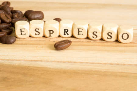 Espresso coffee and coffee beansの写真素材