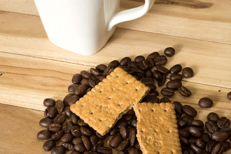Coffee beans and biscuitsの写真素材