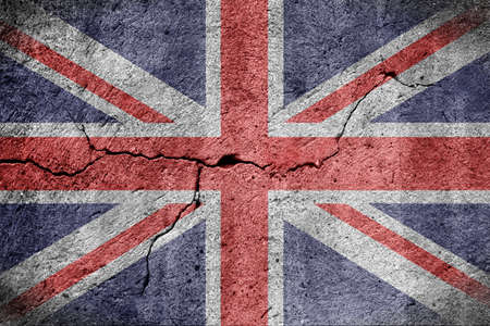 Flag of Great Britain on a brick wall textureの写真素材