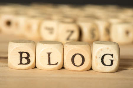 Many wooden letters and the word blogの写真素材