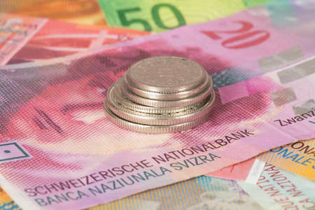 Coins and banknotes Swiss francsの写真素材