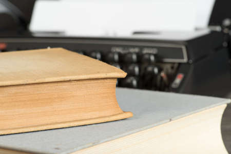 A typewriter and booksの写真素材