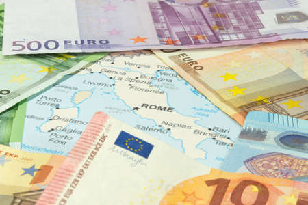 Italy, money and mapの写真素材