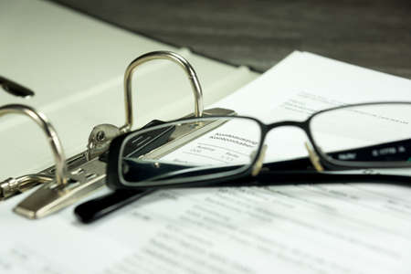 A folder with bank statementsの写真素材