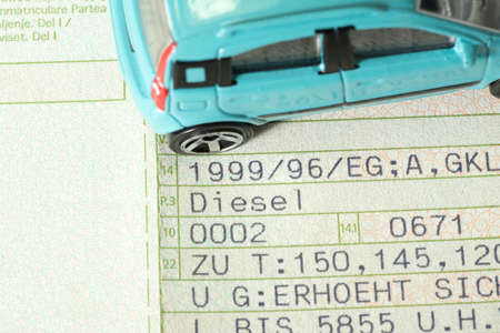 A car license and a diesel carの写真素材