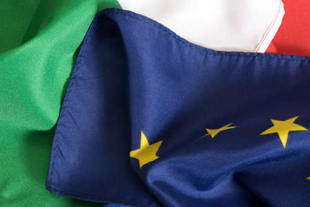 Flags of Italy and the EUの写真素材