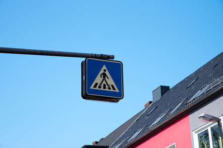 A traffic sign for a pedestrian crossingの写真素材