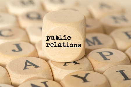 Different letters and a cube with the term Public Relations