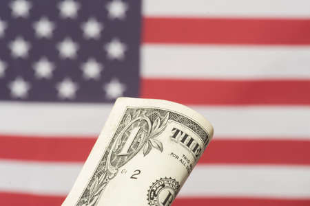 Flag of USA and a dollar bill