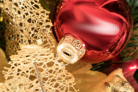 Christmas and closeup of a christmas ballsの写真素材